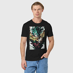 Футболка хлопковая мужская Моя геройская академия Идзуку Мидория арт, цвет: черный — фото 2