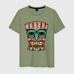 Футболка хлопковая мужская Tiki face, цвет: авокадо