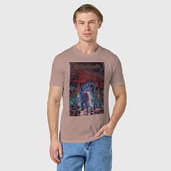 Футболка хлопковая мужская Магическая битва Юдзи Итадори Сукуна Рёмэн, цвет: пыльно-розовый — фото 2