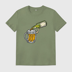 Футболка хлопковая мужская Наливаю пивко, цвет: авокадо