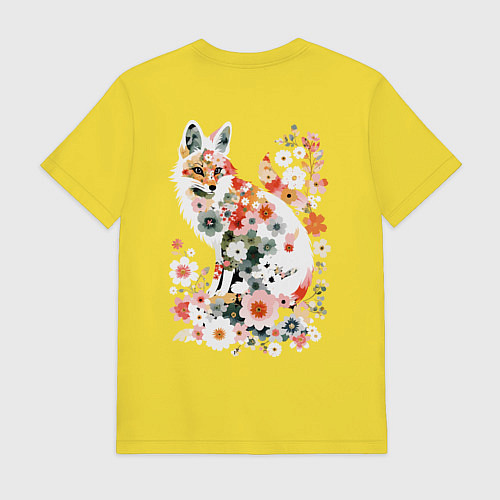 Мужская футболка Лисий контур из цветов / Желтый – фото 2