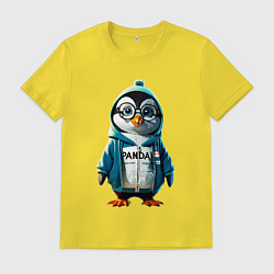 Футболка хлопковая мужская Мимимишный Пингвинчик, цвет: желтый