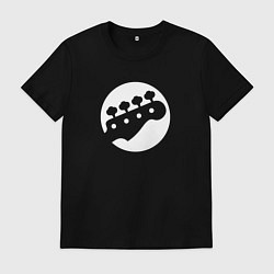 Футболка хлопковая мужская Голова бас-гитары, цвет: черный