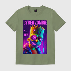 Футболка хлопковая мужская Bart Simpson cyber zombie - halloween ai art, цвет: авокадо