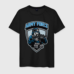 Футболка хлопковая мужская Army force, цвет: черный