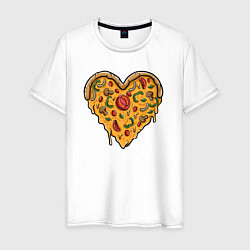 Футболка хлопковая мужская Pizza heart, цвет: белый