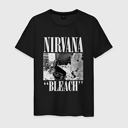 Футболка хлопковая мужская Nirvana bleach black album, цвет: черный