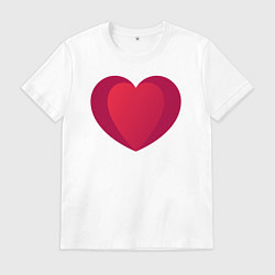 Футболка хлопковая мужская Красное сердце с тенью, цвет: белый