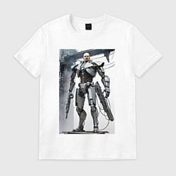 Футболка хлопковая мужская Ленин робот - киборг ai art, цвет: белый