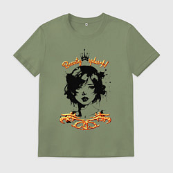 Футболка хлопковая мужская Девушка сплэш - золотистый, цвет: авокадо