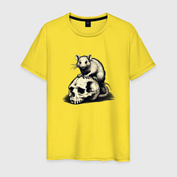 Футболка хлопковая мужская Rat on skull, цвет: желтый
