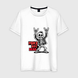 Футболка хлопковая мужская Череп с козой punks not dead, цвет: белый