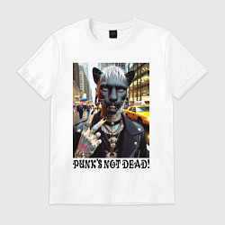 Футболка хлопковая мужская Girl panther im New York - punks not dead, цвет: белый