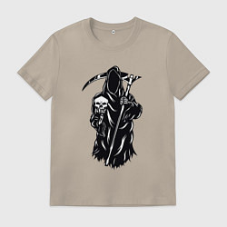 Футболка хлопковая мужская Смерть с черепом, цвет: миндальный