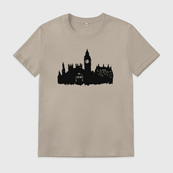 Футболка хлопковая мужская Тардис и Лондон, цвет: миндальный