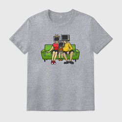 Футболка хлопковая мужская Телевизионная семья, цвет: меланж