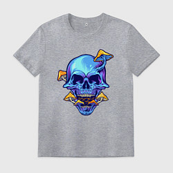 Футболка хлопковая мужская Череп с грибочками, цвет: меланж