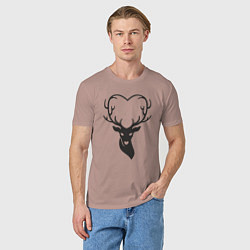 Футболка хлопковая мужская Love deer, цвет: пыльно-розовый — фото 2