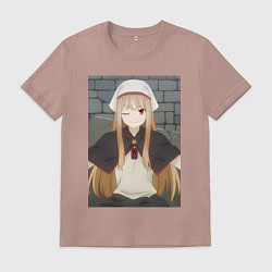 Футболка хлопковая мужская Волчица и пряности Холо в платке, цвет: пыльно-розовый