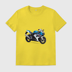 Футболка хлопковая мужская Крутой спортивный мотоцикл, цвет: желтый