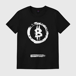 Футболка хлопковая мужская Биткоин белый - криптовалюта, цвет: черный