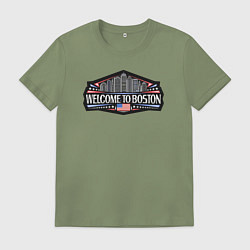 Футболка хлопковая мужская Добро пожаловать в Бостон, цвет: авокадо