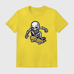 Футболка хлопковая мужская Скелетик скейтер, цвет: желтый