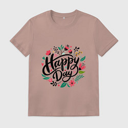 Мужская футболка Happy day с цветами