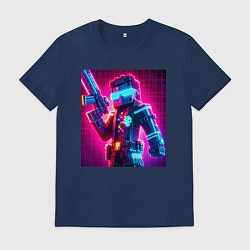 Мужская футболка Minecraft and cyberpunk collaboration - neon glow