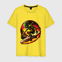 Футболка хлопковая мужская Космический скейтер, цвет: желтый
