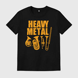 Футболка хлопковая мужская Heavy metal - медные духовые, цвет: черный