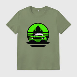 Футболка хлопковая мужская Nissan skyline retro style, цвет: авокадо