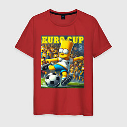 Футболка хлопковая мужская Euro cup - Bart Simpson, цвет: красный