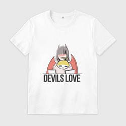 Футболка хлопковая мужская Ангелок и демон, цвет: белый