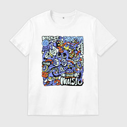 Футболка хлопковая мужская Монстры музыканты, цвет: белый