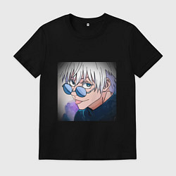 Футболка хлопковая мужская Годжо, цвет: черный