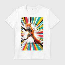Футболка хлопковая мужская Лиса на вечеринке, цвет: белый
