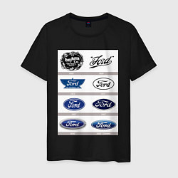 Футболка хлопковая мужская Ford логотип, цвет: черный