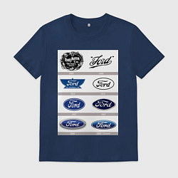 Футболка хлопковая мужская Ford логотип, цвет: тёмно-синий