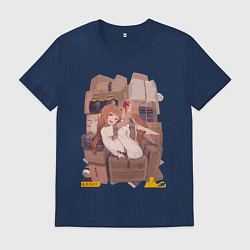 Футболка хлопковая мужская Волчица и пряности Холо арт, цвет: тёмно-синий