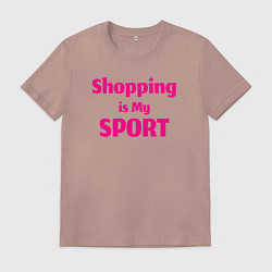 Футболка хлопковая мужская Шоппинг - мой спорт, цвет: пыльно-розовый