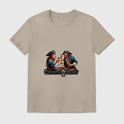 Футболка хлопковая мужская Арт Пираты Рома и Эля - Скелеты в шкафу, цвет: миндальный