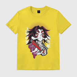 Футболка хлопковая мужская Клинок рассекающий демонов 1 Высшая Луна Кокушибо, цвет: желтый