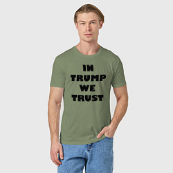 Футболка хлопковая мужская In Trump we trust - slogan, цвет: авокадо — фото 2