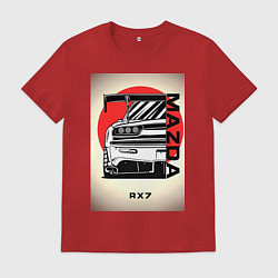 Футболка хлопковая мужская Mazda rx-7 автомобиль гоночный jdm, цвет: красный