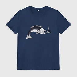 Футболка хлопковая мужская Голодная рыбка, цвет: тёмно-синий