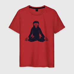 Футболка хлопковая мужская Yoga monkey, цвет: красный