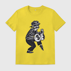 Футболка хлопковая мужская Вор с мешками денег, цвет: желтый