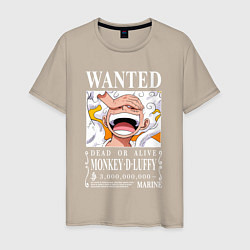 Футболка хлопковая мужская Monkey D Luffy - wanted, цвет: миндальный