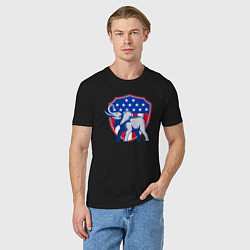 Футболка хлопковая мужская Слон США, цвет: черный — фото 2